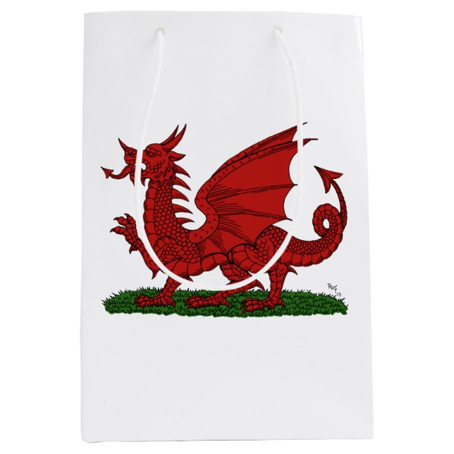 Red Dragon of Wales Medium Gift Bag (Front)