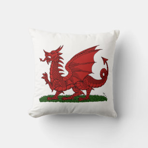 Red Dragon of Wales Throw Pillow