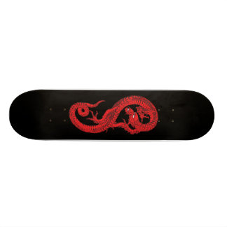 Red Dragon on Black Skateboard