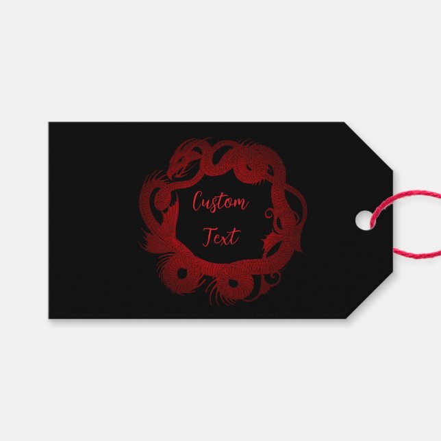 Red Dragon Personalized Gift Tags (Front (Horizontal))