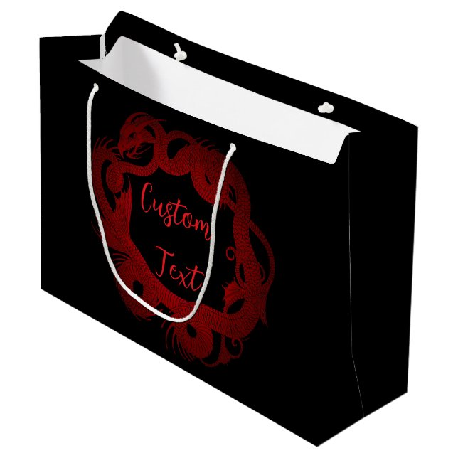 Red Dragon Personalized Large Gift Bag (Front Angled)