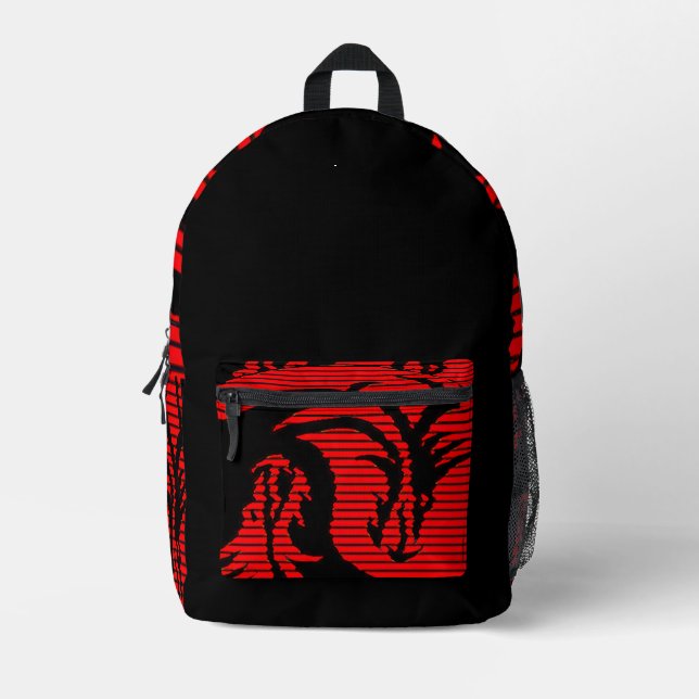 Red dragon    printed backpack (Front)