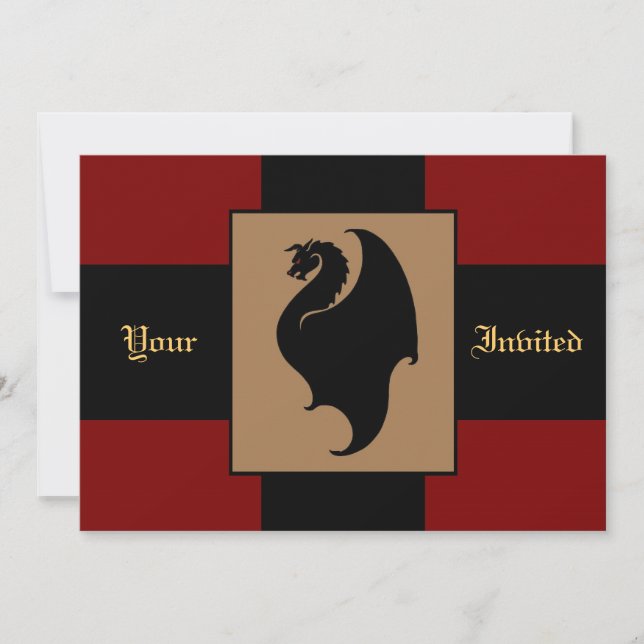Red Dragon Rider Birthday Party Invitation (Front)