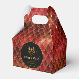 Red Dragon Scales Gold Birthday Thank You Favor Box