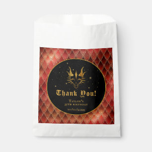Red Dragon Scales Gold Birthday Thank You Favour Bag