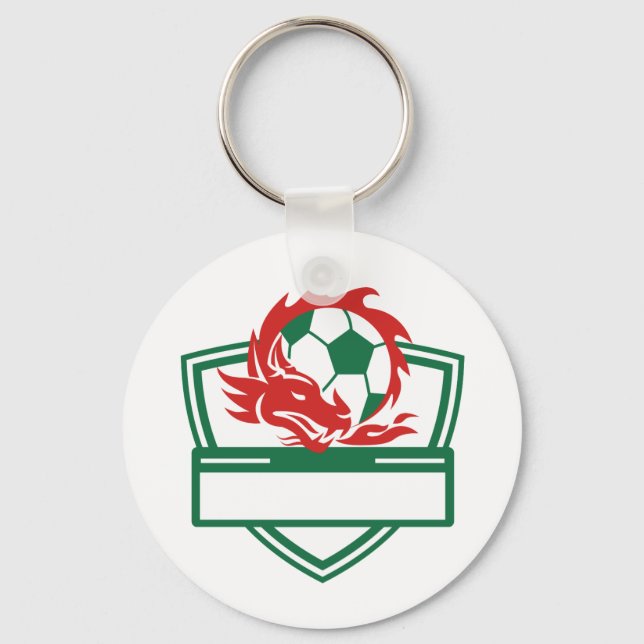 Red Dragon Soccer Ball Crest Keychain (Front)