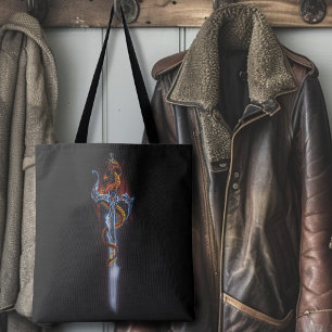 Red Dragon Sword Fantasy Tote Bag