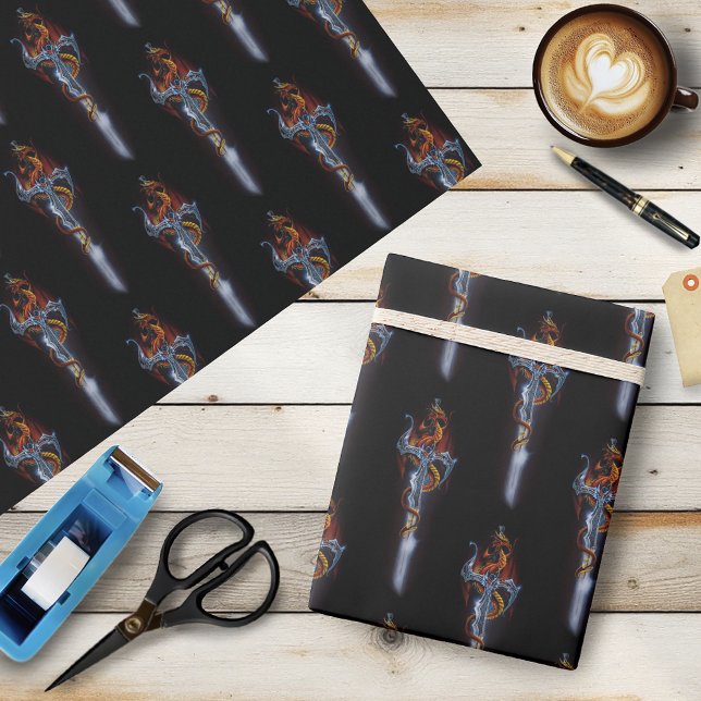 Red Dragon Sword Fantasy Wrapping Paper (Creator Uploaded)