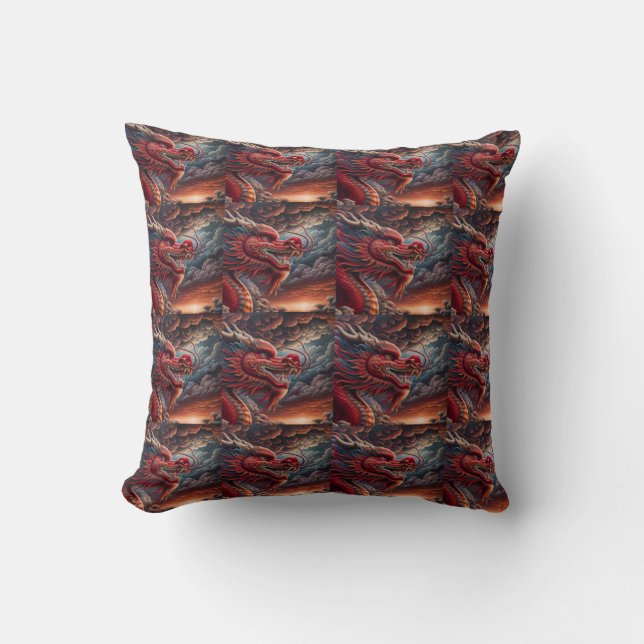 Red Dragon  Throw Pillow (Front)