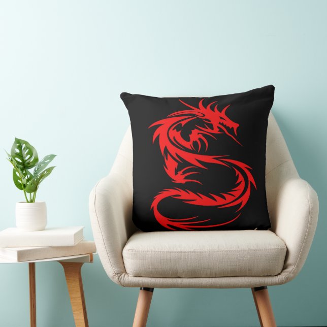 Red Dragon Throw Pillow (Chair)
