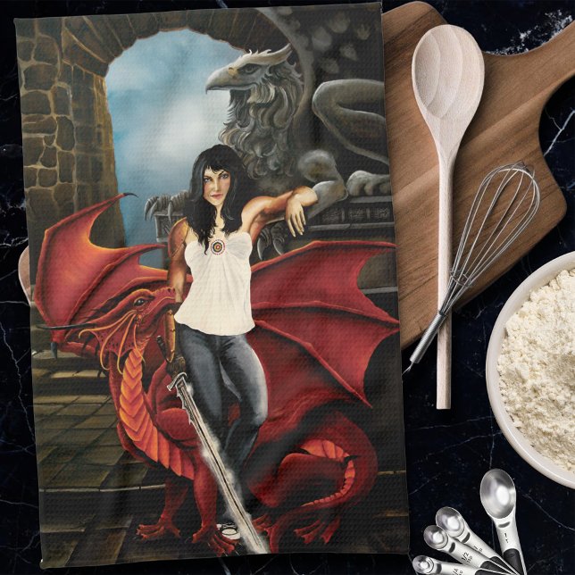 Red Dragon Urban Fantasy Kitchen Towel (Creator Uploaded)