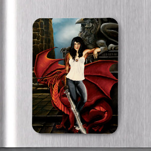 Red Dragon Urban Fantasy Magnet