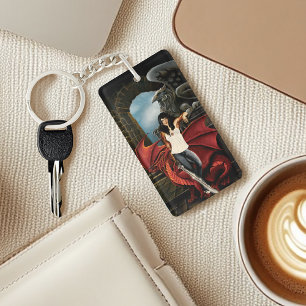 Red Dragon Urban Fantasy QR code Keychain