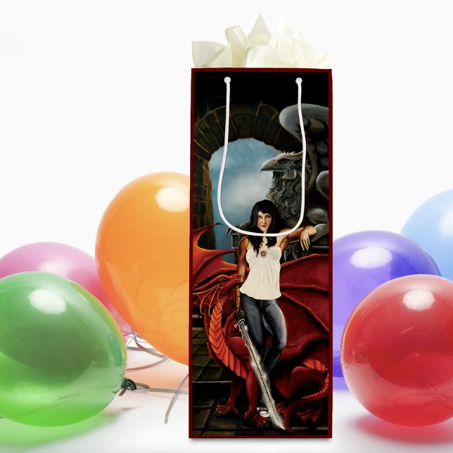 Red Dragon Urban Fantasy Wine Gift Bag (Creator Uploaded)