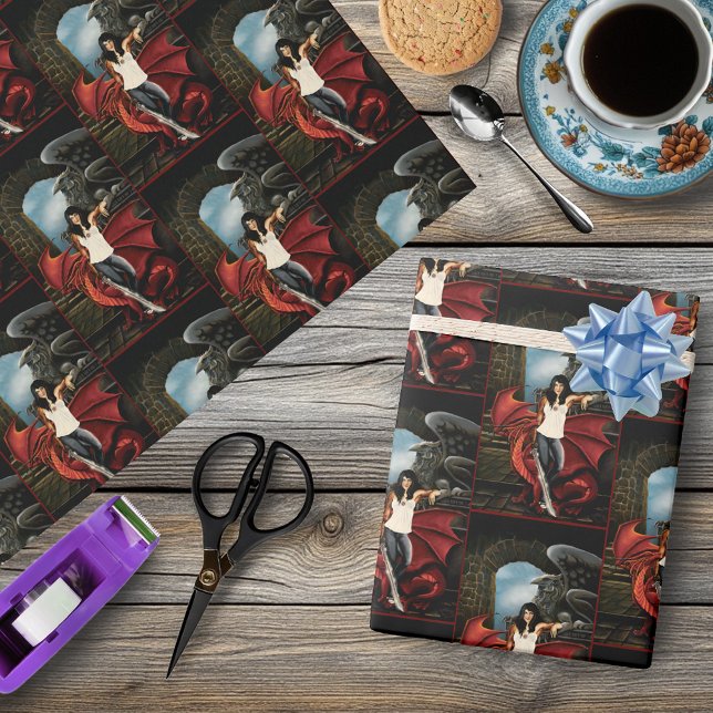 Red Dragon Urban Fantasy Wrapping Paper (Creator Uploaded)