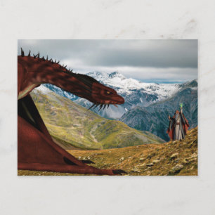 Red Dragon Vs Wizard Magical Postcard