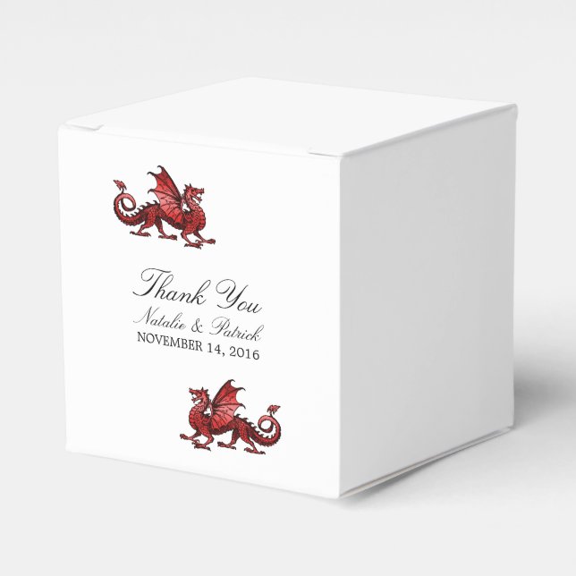 Red Dragon Wedding Favour Boxes (Front Side)