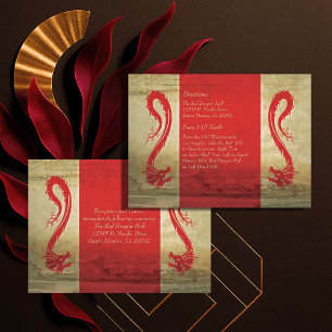 Red Dragon Wedding Reception Card and Directions