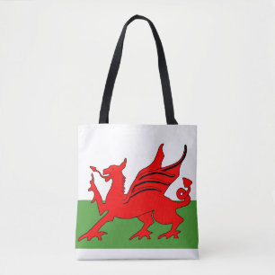 Red dragon Welsh flag Tote Bag