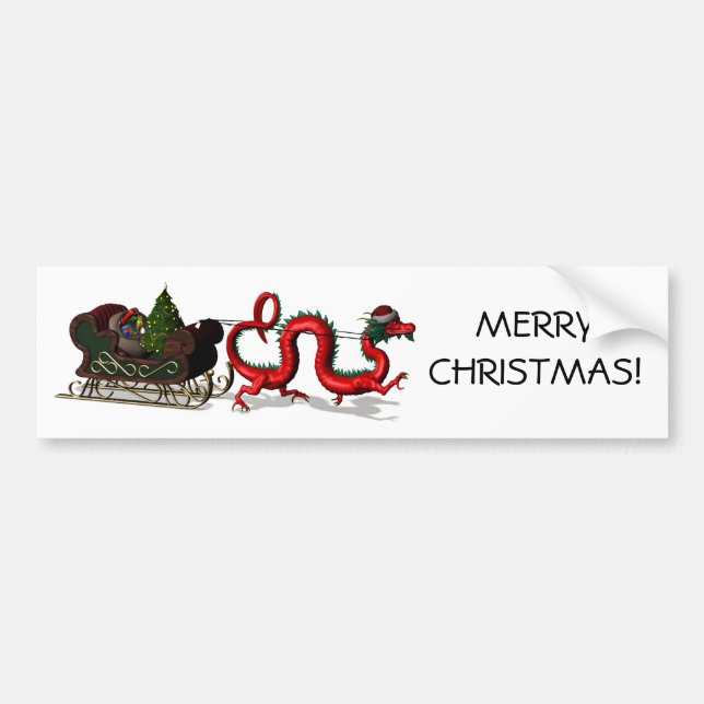 Red Dragon With Sled Bumper Sticker (Front)