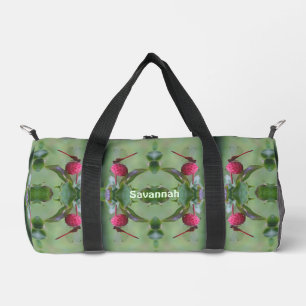 Red Dragonfly Abstract Personalized Duffle Bag
