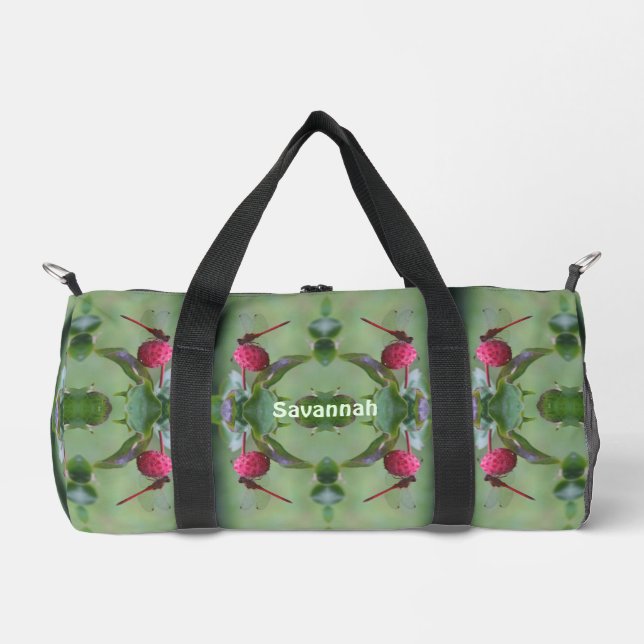 Red Dragonfly Abstract Personalized Duffle Bag (Front)
