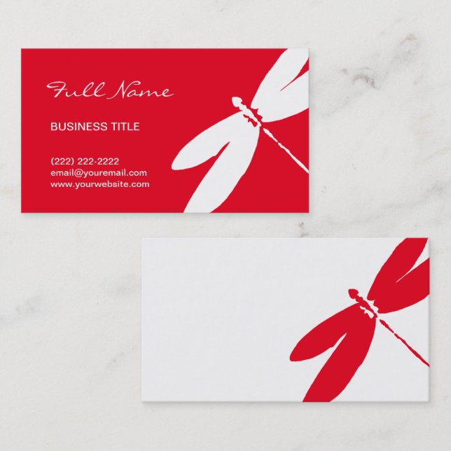 Red Dragonfly Logo Business Card Designs | Modern (Front/Back)