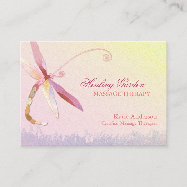 Red Dragonfly Massage Therapist Business Card (Front)