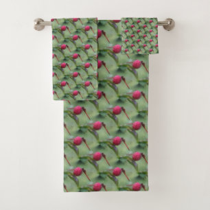 Red Dragonfly Nature Pattern  Bath Towel Set