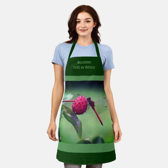 Red Dragonfly Nature Personalized Apron (Worn)