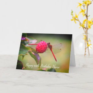 Red Dragonfly Nature Personalized Birthday  Card
