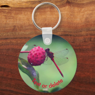 Red Dragonfly Nature Personalized Keychain
