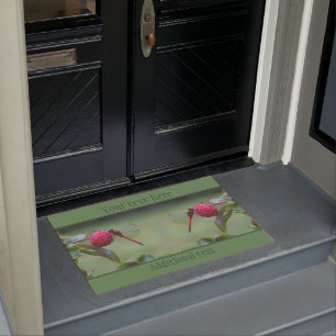 Red Dragonfly On Dogwood Fruit Personalized  Doormat