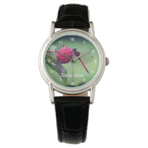 Red Dragonfly On Dogwood Fruit Personalized  Watch