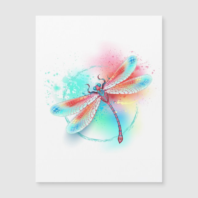 Red dragonfly on watercolor background (Front)