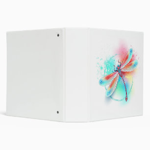 Red dragonfly on watercolor background binder