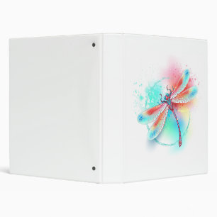 Red dragonfly on watercolor background binder