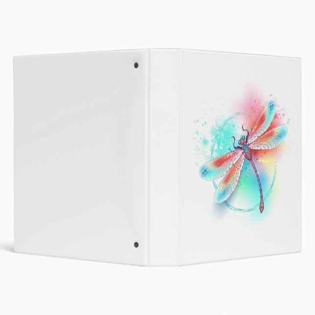 Red dragonfly on watercolor background binder (Background)