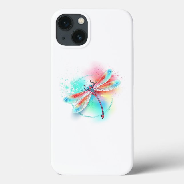 Red dragonfly on watercolor background Case-Mate iPhone case (Back)