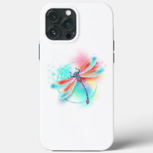 Red dragonfly on watercolor background iPhone 13 pro max case