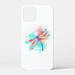 Red dragonfly on watercolor background iPhone 12 mini case