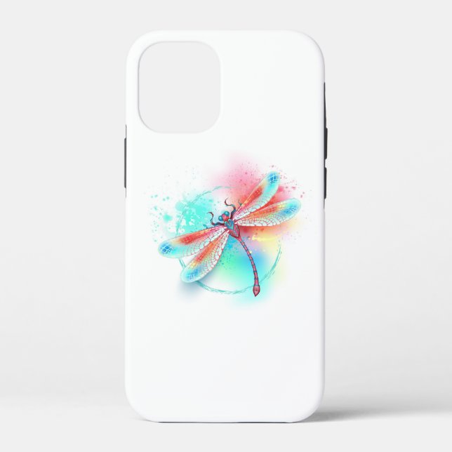 Red dragonfly on watercolor background Case-Mate iPhone case (Back)