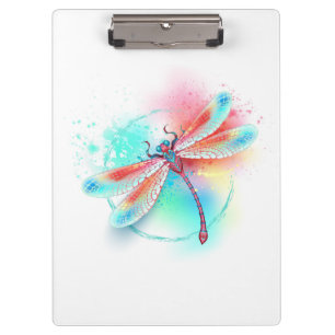 Red dragonfly on watercolor background clipboard