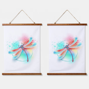 Red dragonfly on watercolor background hanging tapestry