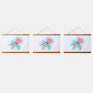 Red dragonfly on watercolor background hanging tapestry