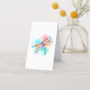 Red dragonfly on watercolor background loyalty card