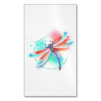 Red dragonfly on watercolor background