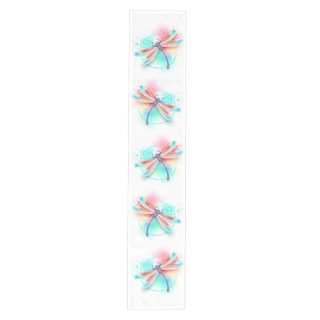 Red dragonfly on watercolor background medium table runner (Front)