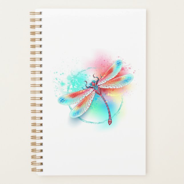 Red dragonfly on watercolor background planner (Front)