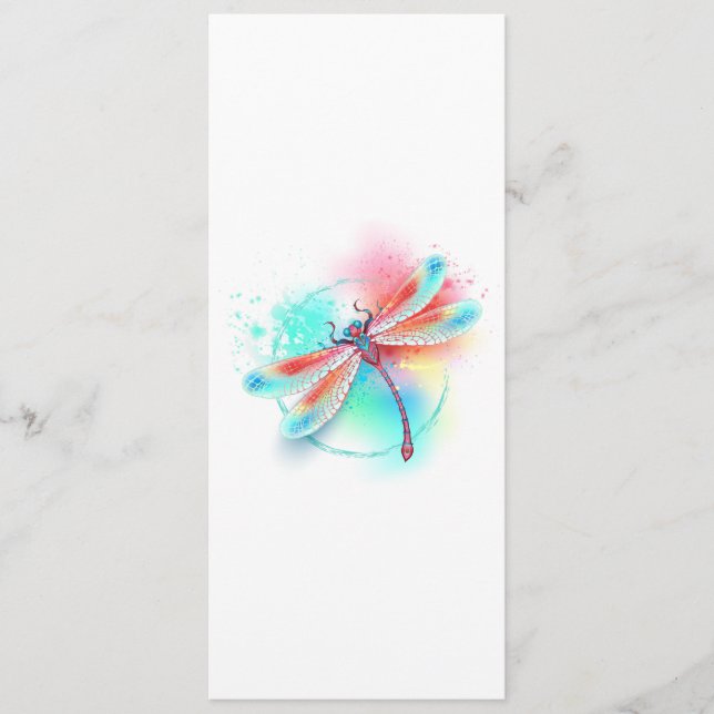 Red dragonfly on watercolor background program (Front)